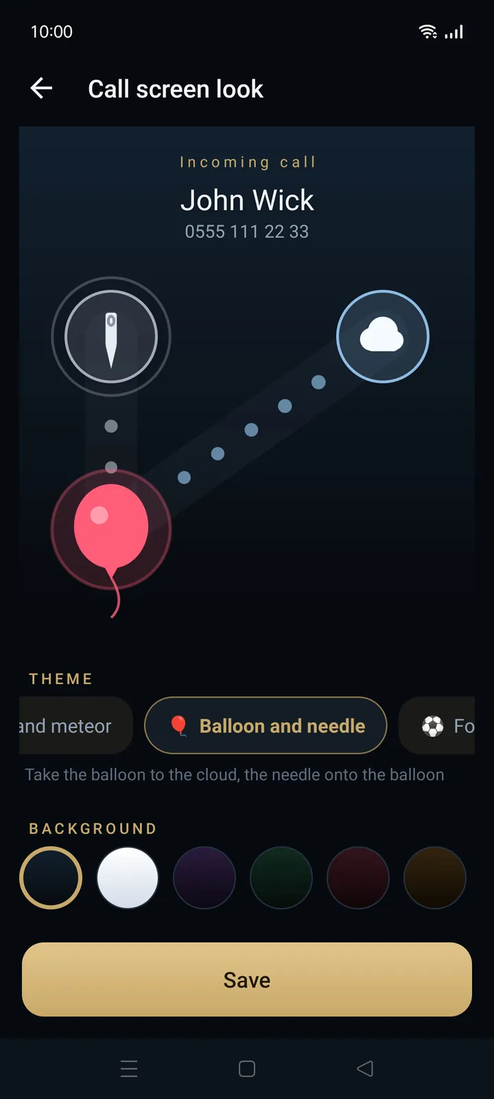 Balloon and needle theme: a pink balloon, a cloud and a needle.